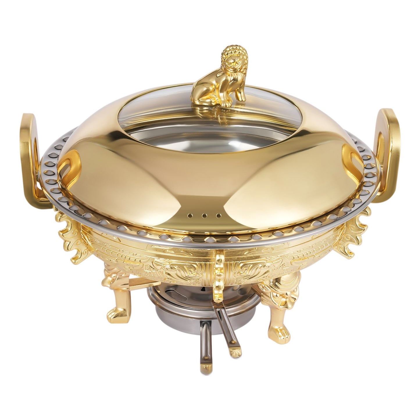 4PCS Chafing Dishes, Classical Round Chafing Buffet Set, Stainless Steel Chafers and Buffet Warmers Sets for Gatherings, Events