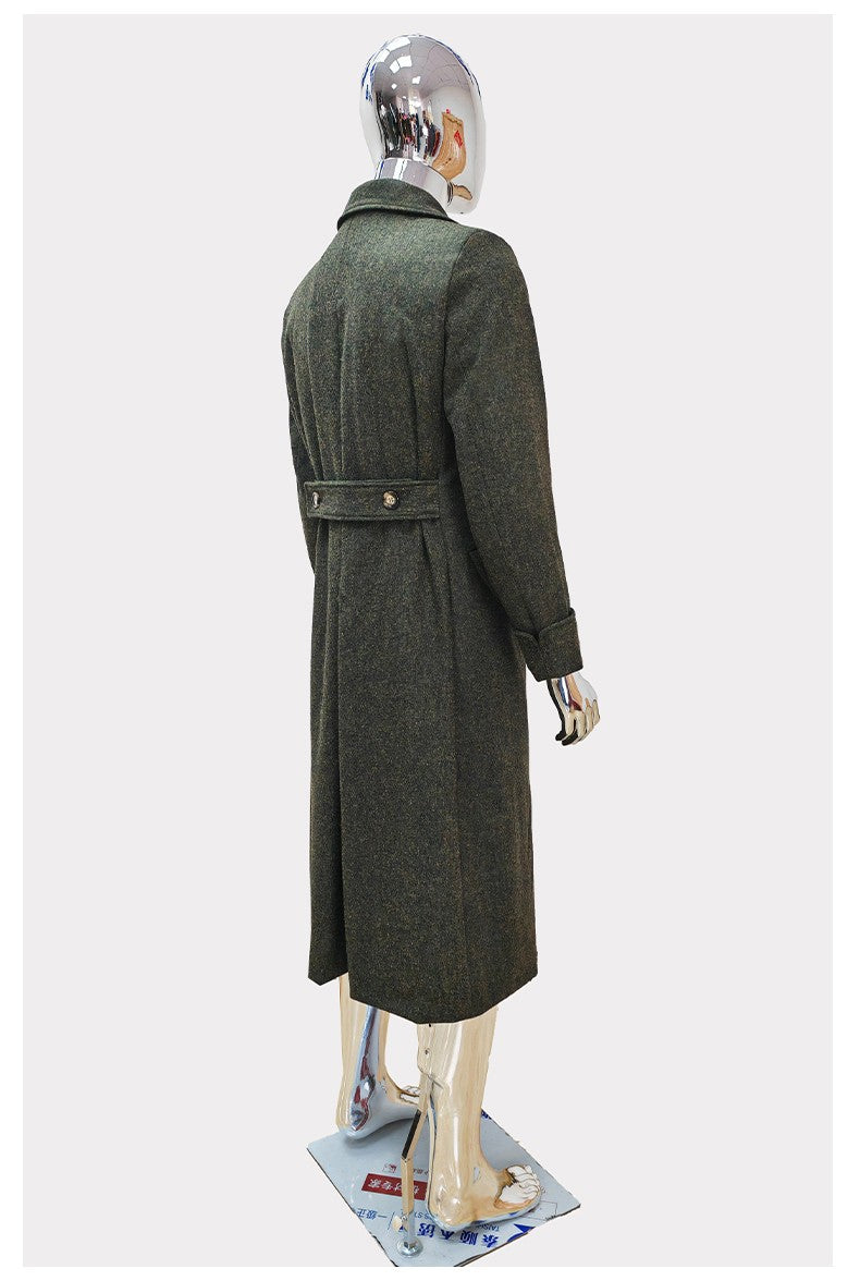 Nerazzurri Autumn Winter Long Luxury Elegant Chic Thick Warm Woolen Polo Coat for Men Double Breasted Wool & blends Overcoat