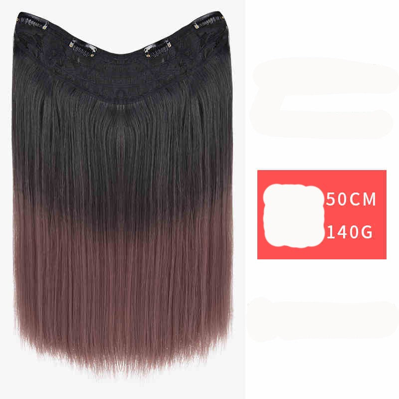 Extensões de Cabelo Sintético em V de uma Peça com 4 Clips Cabelo Liso Longo Peruca Cor 50CM Cabelo Falso Natural