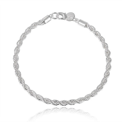 Pulseira de corrente círculo torcido criativo para mulheres e homens, cor prata, nova, de alta qualidade, joias da moda 925, presente de Natal