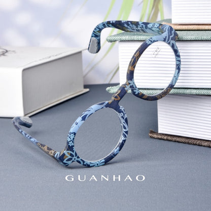 Guanhao Brand Men Reading Glasses Vintage Round Frame Clear Elderly Glasses Thick Frame Large Frame Women's Presbyopia Glasses