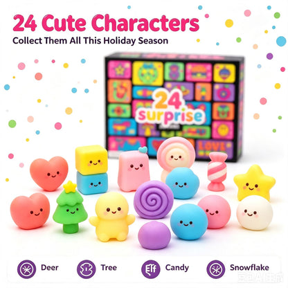 Christmas Easter Advent Calendar 24 Pcs Unique Cute  Squishy Fidget Toy Slow Rebound Anxiety Relief Mystery Surprise Gift Box