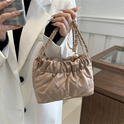 Chic Quilted Embroidered Thread Pu Women's Bag Fashion Chain Single Shoulder Bag, Stylish Crossbody Bag Perfect for Everyday Use