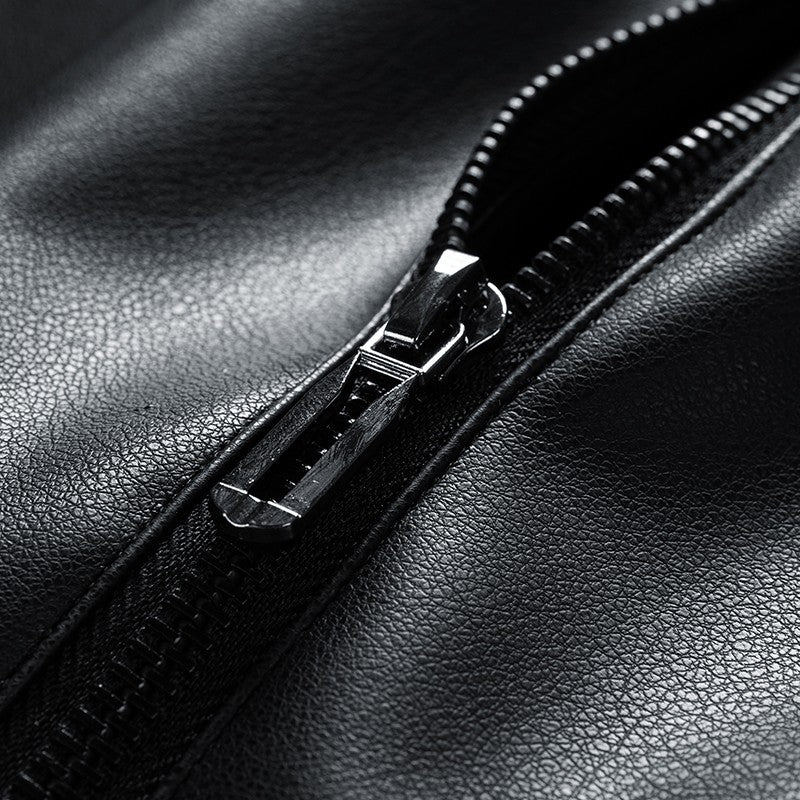 Leather Jacket Men Coats Windproof Oversized 6XL 7XL 8XL Plus Size Autumn Motorcycle Travel Fleece Black Zipper Winter Overcoat