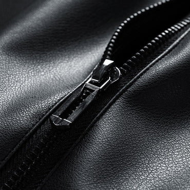 Leather Jacket Men Coats Windproof Oversized 6XL 7XL 8XL Plus Size Autumn Motorcycle Travel Fleece Black Zipper Winter Overcoat