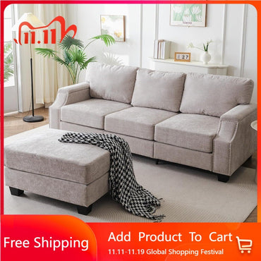 85" Sectional Couches with Storage Ottoman,L Shaped Couch with ,3-Seater Sofa,Thick Cushions,Small Sofas