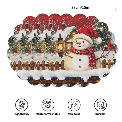 4pcs Christmas Placemats Dinner Table Cloth Plates Mat Resistant Table Mats Place Mat Christmas Party Tablecloth Decoration