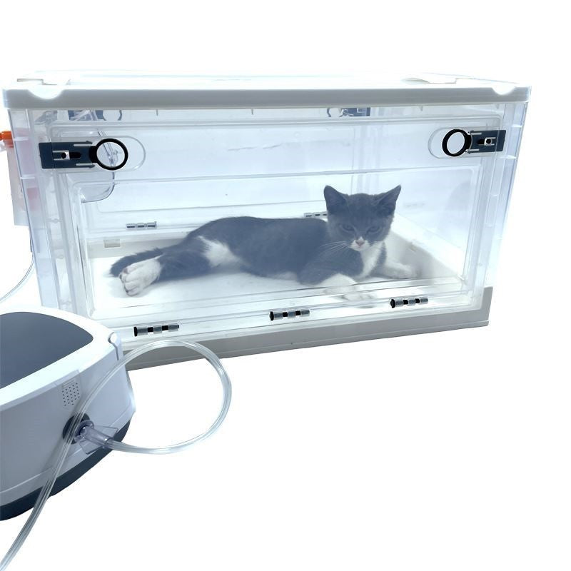 Caixa de Atomização para Animais de Estimação Gaiola de Oxigênio Dobrável Fácil de Transportar Caixa de Nebulização Veterinária Sala de Oxigênio para Animais de Estimação