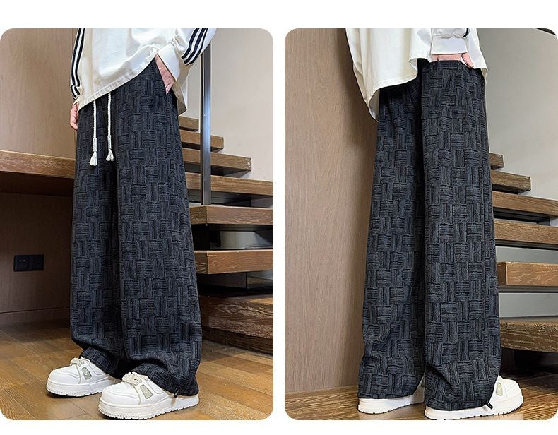 Calça Masculina Reta com Cordão na Cintura Bolsos Elástica Ajuste Casual para Uso Diário Outono Inverno Calça Esportiva Masculina de Alta Qualidade