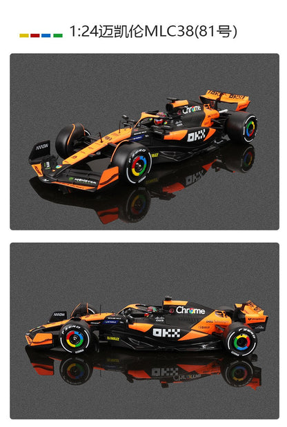 2025 Nova Chegada Bburago 1:24 MCL38 Mônaco MCL38 Mclaren 4# Lando Norris 81# Oscar Piastri Liga Modelo de Carro em Miniatura Fundido Brinquedo