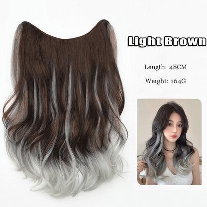 Peruca Sintética Degradê de Cabelo Parisiense Tingido Extensão de Cabelo Ondulado Grande e Natural Macio de Uma Peça Peça de Extensão de Cabelo Longo e Encaracolado