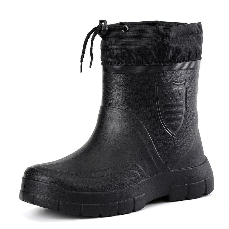 2024 Versátil Botas de Chuva Masculinas Impermeáveis para Exterior Leves Sapatos de Veludo Moda Bota Curta Conforto Casual Masculino Sapatos de Água