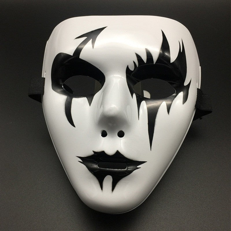 Halloween Props Masquerade Performance Full Face Mask Hand-painted White Street Dance Adult Eye Mask Death Clown Black Gold
