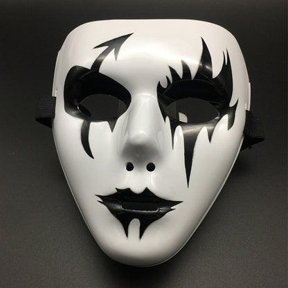 Halloween Props Masquerade Performance Full Face Mask Hand-painted White Street Dance Adult Eye Mask Death Clown Black Gold