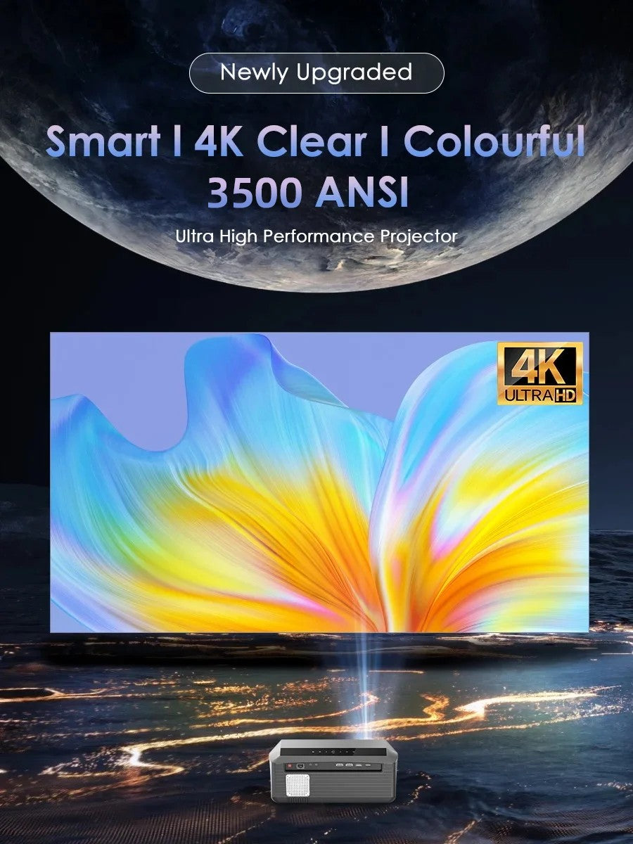 Projetor de home theater 4K 3500 ANSI foco automático Full HD Wi-Fi duplo 2.4+5G Android TV HDR projetor de vídeo filmes projetor diurno