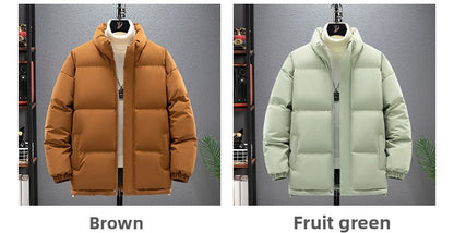 Jaqueta de Pesca Masculina Inverno Marca na Moda Gola Alta Jaqueta Acolchoada Solta Adolescentes Quente À Prova de Frio Casaco Tamanho Grande