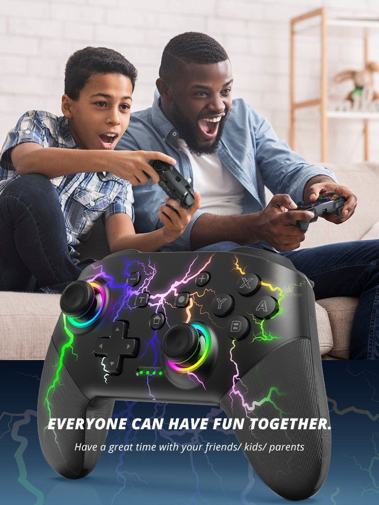 Wireless Controller For Switch OLED Console Pro Gamepad with Rechargeable Battery Programmable Turbo Function RGB Light