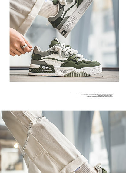 Men's Trendy Skate Shoes, Comfy Non Slip Casual Lace Up Sneakers For Men's Outdoor Activities