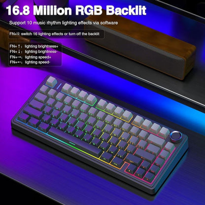 Teclado Mecânico Gamer AULA F75 RGB Layout 75% Personalizado Gravação Lateral Montagem Gasket 80 Teclas Keycaps PBT Gradiente