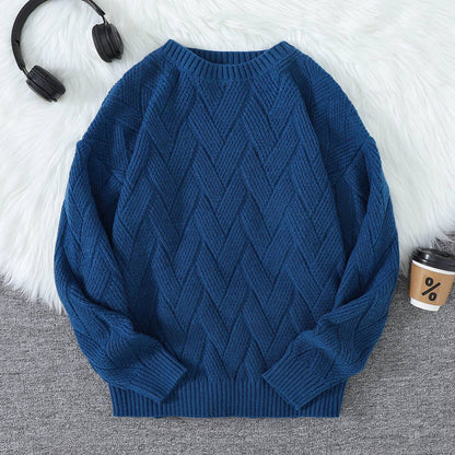 New\Japanese Style Round Neck Couple Sweater Plain Weave Style Casual Versatile Trendyy Men's Long-Sleeved Sweater Top