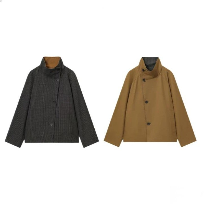 ? Fashion Double Sided Solid Jacket Women Lapel Collar Single Breasted Long Sleeve Coats 2025 Autumn New Lady Utility Outerwear