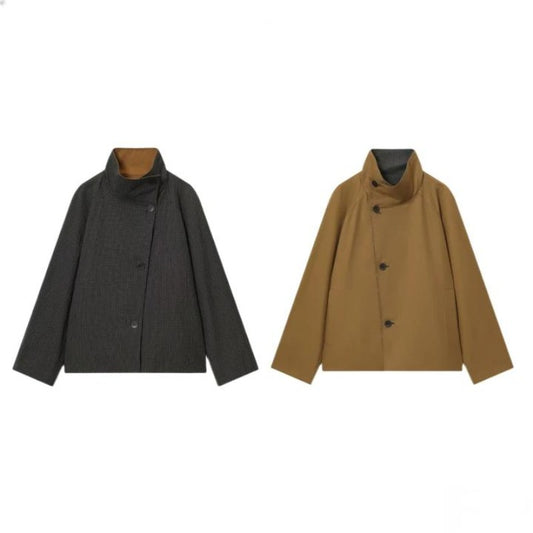 ? Fashion Double Sided Solid Jacket Women Lapel Collar Single Breasted Long Sleeve Coats 2025 Autumn New Lady Utility Outerwear