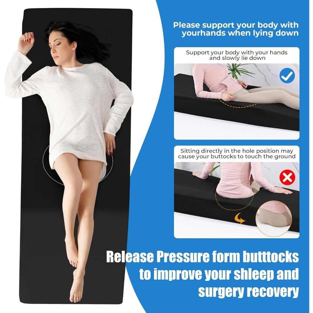 Cama pós-cirúrgica para BBL com orifício para dormir confortavelmente, colchão de espuma de alta densidade para recuperação de BBL, suporte para Brazilian Butt Lift