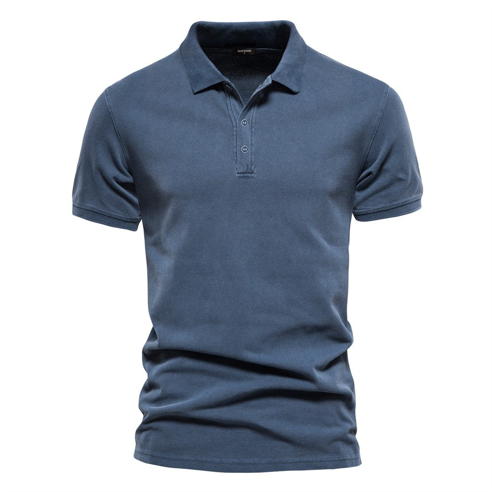 AIOPESON 100% Cotton Solid Color Men's Polo Shirts Casual Short Sleeve Turndown Men's Shirts Fashion Streetwear Polos for Men