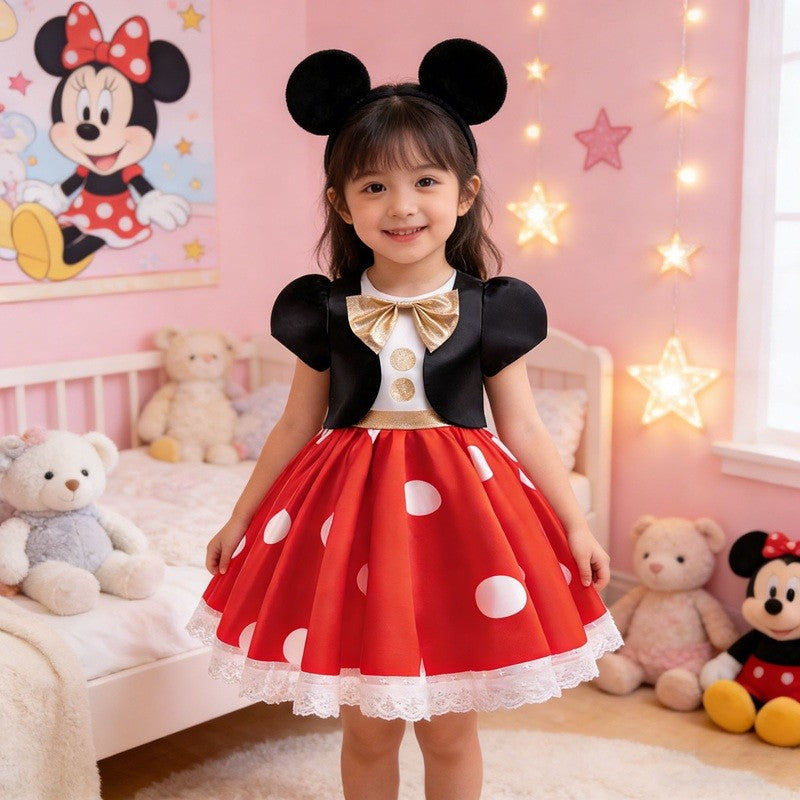 Cartoon Mouse Cosplay Costume Bow Tie Top+Short Sleeve Coat+Suspender Shorts for Halloween Carnival Birthday Outfits