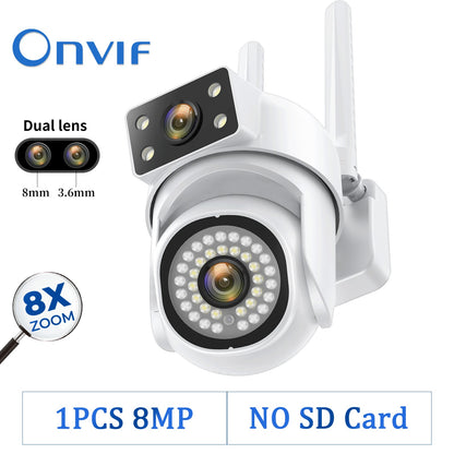8MP 5G PTZ Dual Lens Camera Wifi IP Security Surveillance Dual Screen Video Full Color Night Vision Outdoor 6MP Cameras 8x Zoom