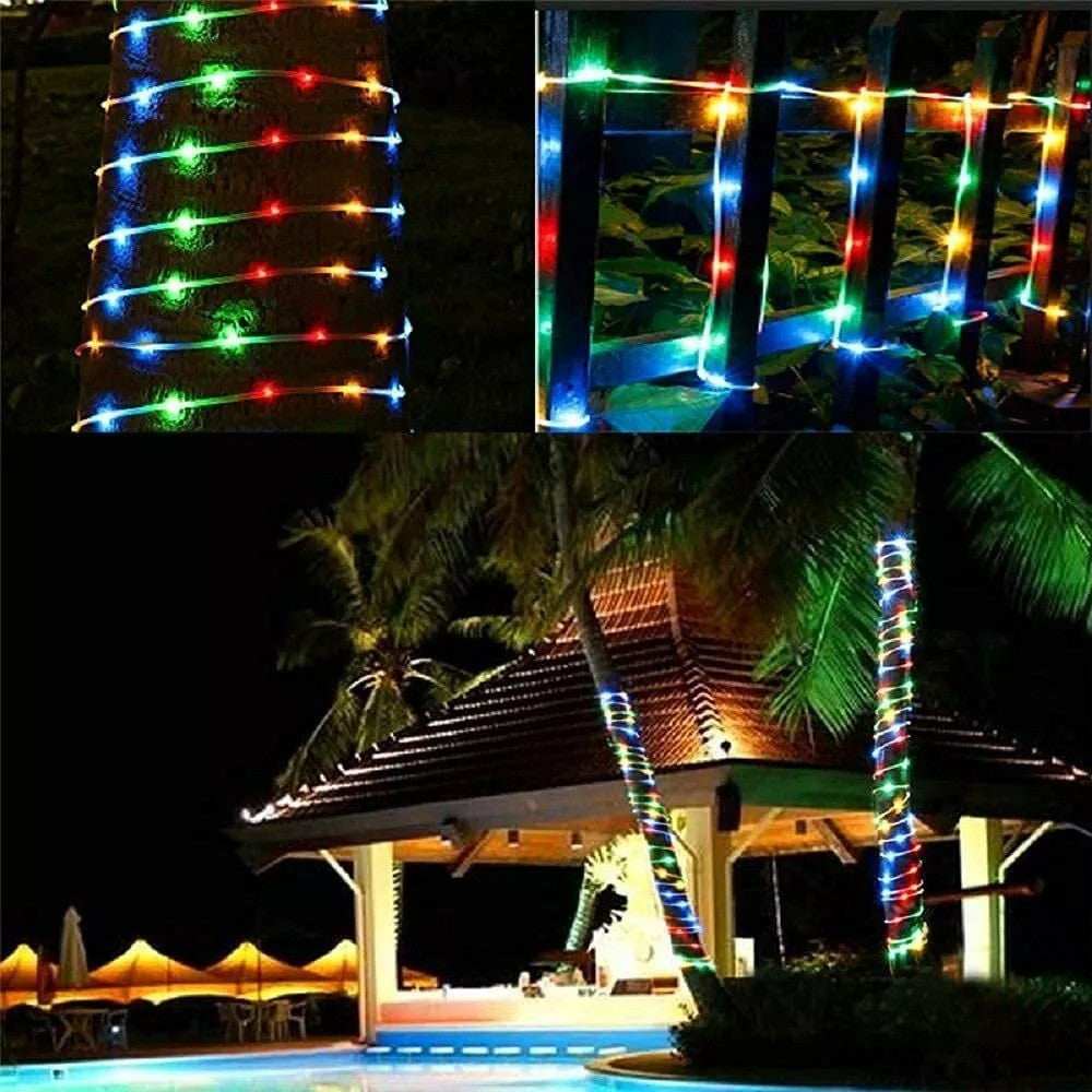 7m/12m/22m/32m Garland Tube Strip Lights Outdoor Waterproof Led Solar Rope String Light for Garden Christmas Camping Decoration