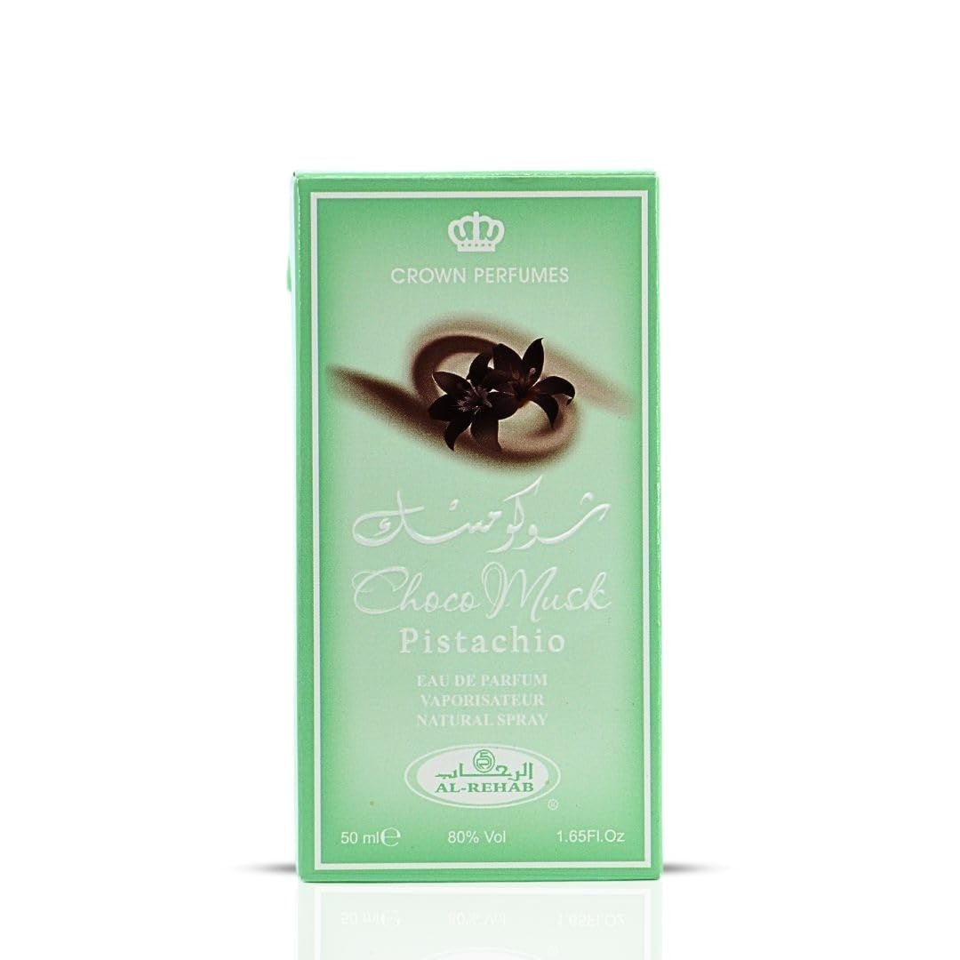 Al-Rehab Choco Musk Pistachio Eau de Parfum para Mulheres e Homens - 50ml (1.65 oz) | Perfume Gourmand de Pistache e Nozes