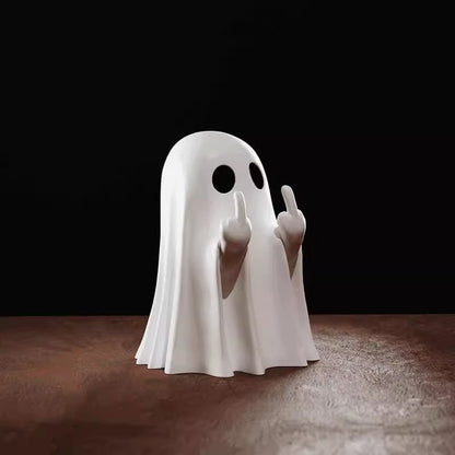 Figure Middle Finger Cute Ghost Statue Figure Small Scary Ghost Statue Halloween Home Figure Decoration Table Decoration Shelf