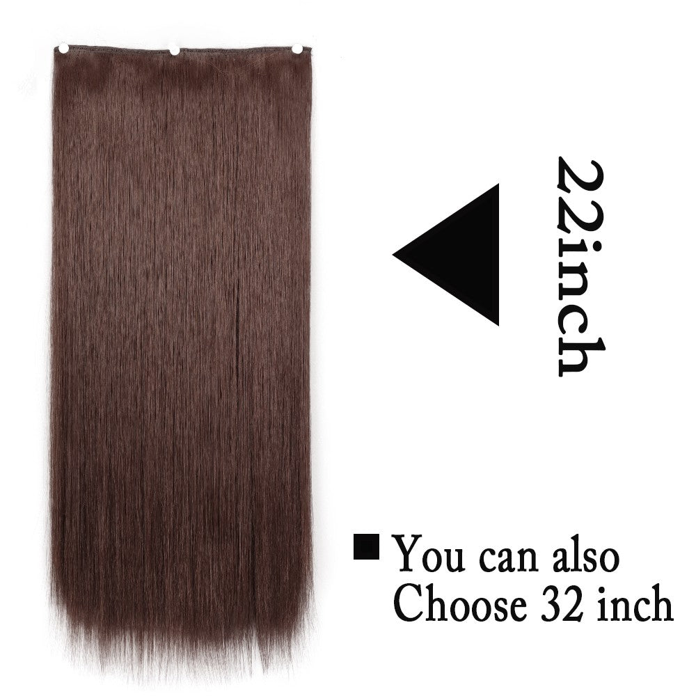 Extensão de Cabelo Liso Comprido de Fibra Sintética Resistente ao Calor com 5 Clipes 22"32" Preto Castanho Loiro