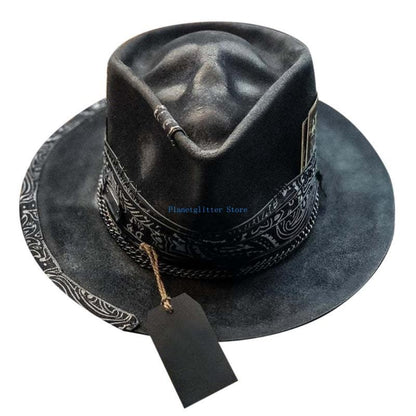 652B Halloween Gift Cowboy Hat Perfect Present for Halloween Lovers Skull-themed Cowboy Hat Festival Party Gift