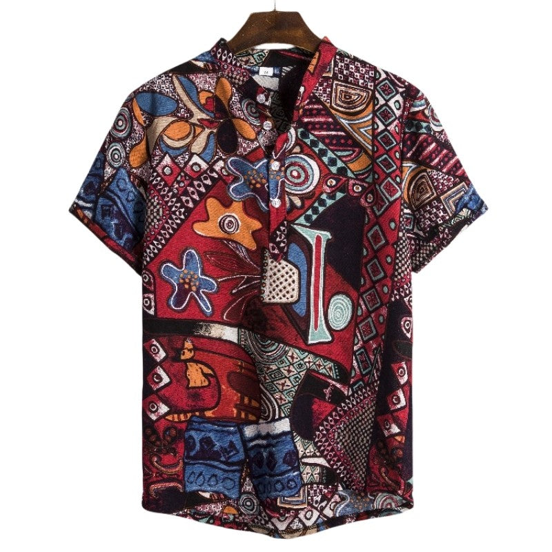 2024 new Hawaiian Cotton High Quality Shirts Men's Oversize Shirt Man Tiki Fashion Clothing Blouses Luxury Social T-shirts