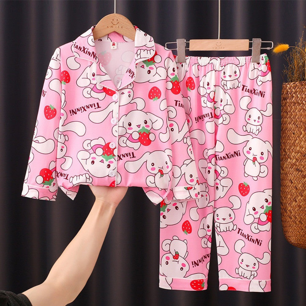 Lovely Melody Children Pajama Sets Cartoon Print Loose Soft Kids Sleepwear Suit Breathable Comfortable Nightdress Autumn Winter