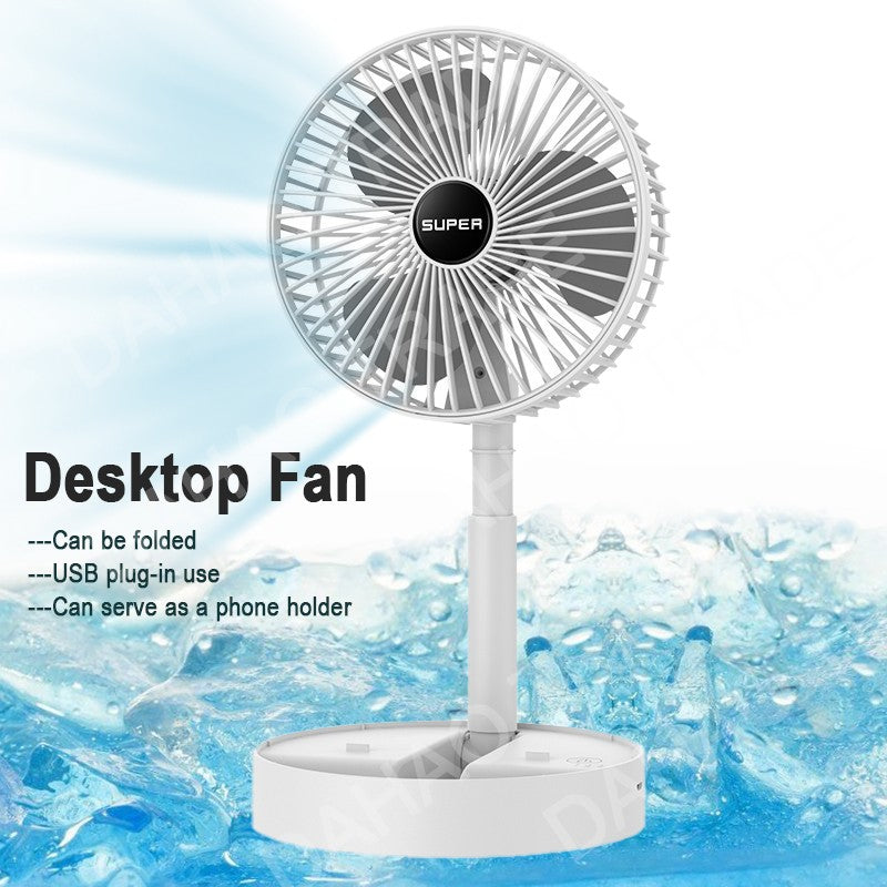 Retractable Fan USB Charging Folding Portable Mini Desktop Electric Fan Dormitory Outdoor Cooling Appliances Adjustable Home Fan