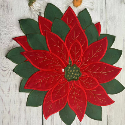 4/2PCS 35X35CM Christmas Embroidered Table Flag Tablecloth European Embroidered Placemat Modern Nordic Circular Cover Tablecloth