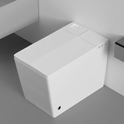 Vaso Sanitário Inteligente Alongado com Tanque Embutido, Autodescarga Quadrada com Wi-Fi, Assento de Bidê Aquecido Retangular e Secagem, Luz Noturna Conveniente para