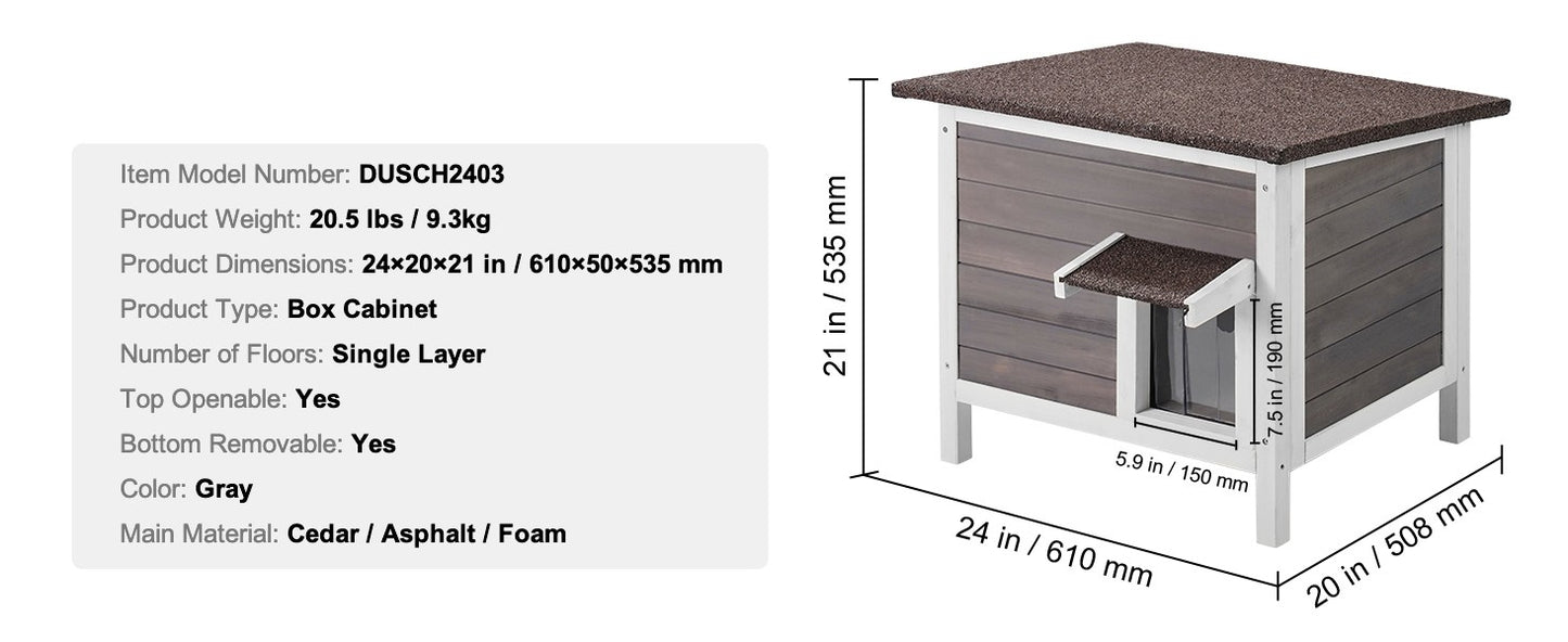 SucceBuy Casa de Gatos Externa à Prova de Intempéries, Abrigo para Gatos Selvagens, Casa de Madeira Externa para Gatos e Coelhos com Isolamento Total de Espuma