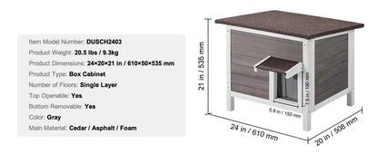 SucceBuy Casa de Gatos Externa à Prova de Intempéries, Abrigo para Gatos Selvagens, Casa de Madeira Externa para Gatos e Coelhos com Isolamento Total de Espuma