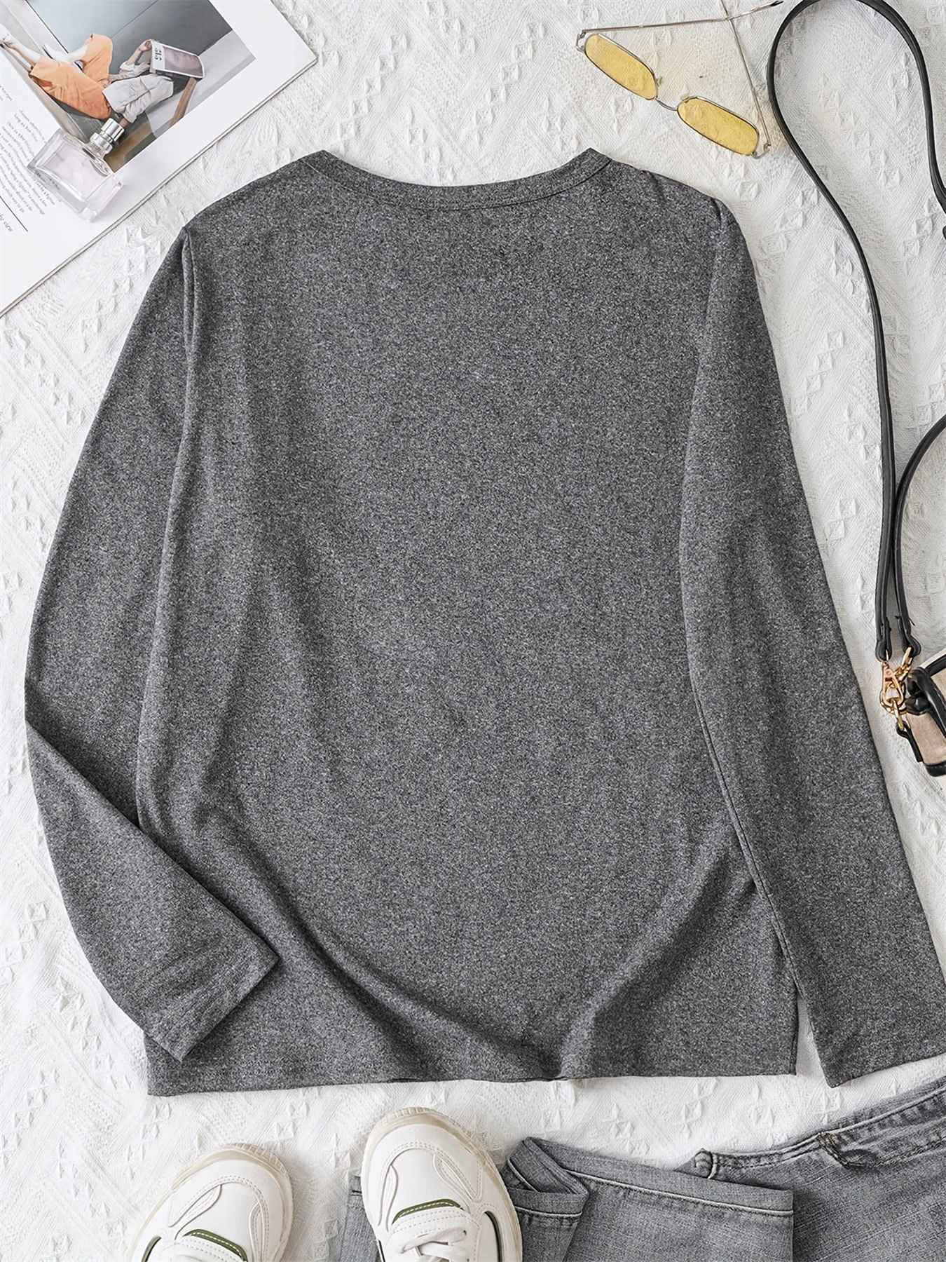 100% pure cotton women's spring and autumn loose comfortable casual heart-shaped graphic printed long sleeved round neck T-shirt