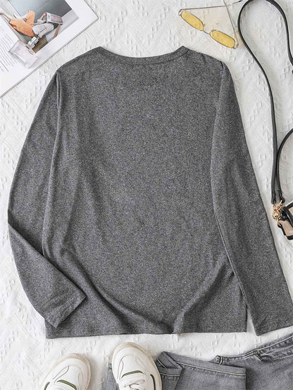 100% pure cotton women's spring and autumn loose comfortable casual heart-shaped graphic printed long sleeved round neck T-shirt
