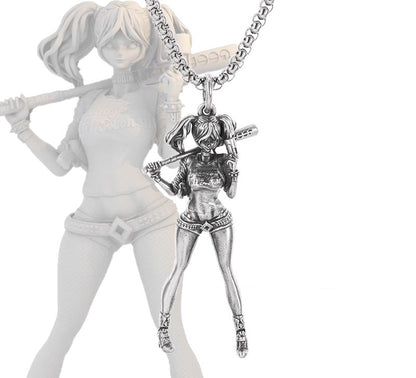 Colar Pingente Menina Bonita Anime Mecha Banhado a Prata Joia da Moda Hip-Hop Rock Punk Presente para Homens e Mulheres