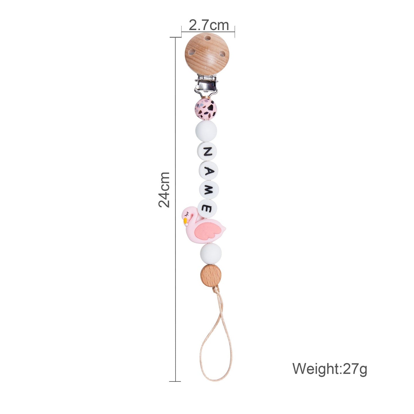 Baby Silicone Leopard animal custom pacifier chain Holder Personalized Name Baby Teether Teething pacifier Chain Clip Kids Goods