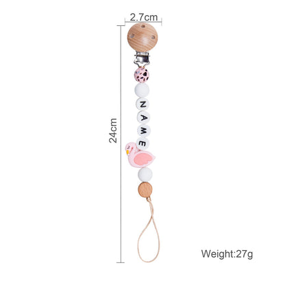 Baby Silicone Leopard animal custom pacifier chain Holder Personalized Name Baby Teether Teething pacifier Chain Clip Kids Goods