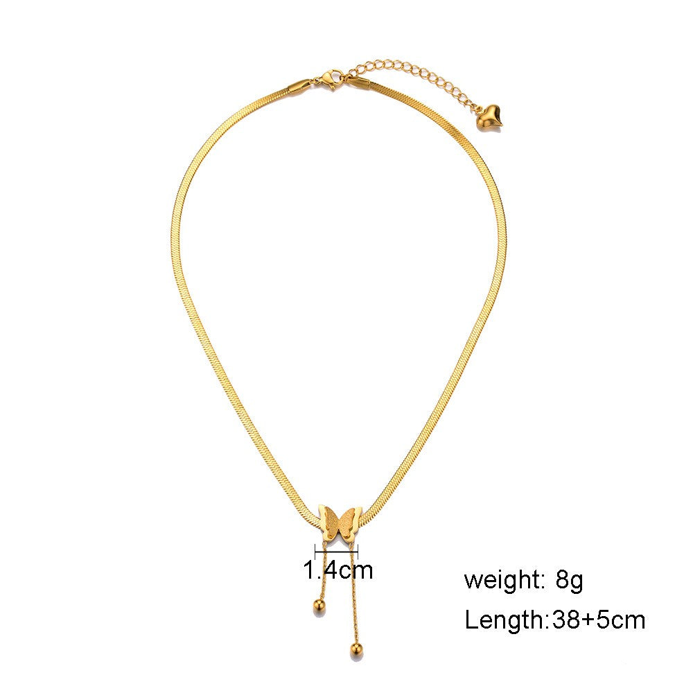 Colar Borboleta Vintage Feminino Dourado Aço Inoxidável Lâmina Correntes de Cobra Pingentes Estéticos Gargantilha Joias Femininas Presente Para Mulher