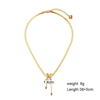 Colar Borboleta Vintage Feminino Dourado Aço Inoxidável Lâmina Correntes de Cobra Pingentes Estéticos Gargantilha Joias Femininas Presente Para Mulher