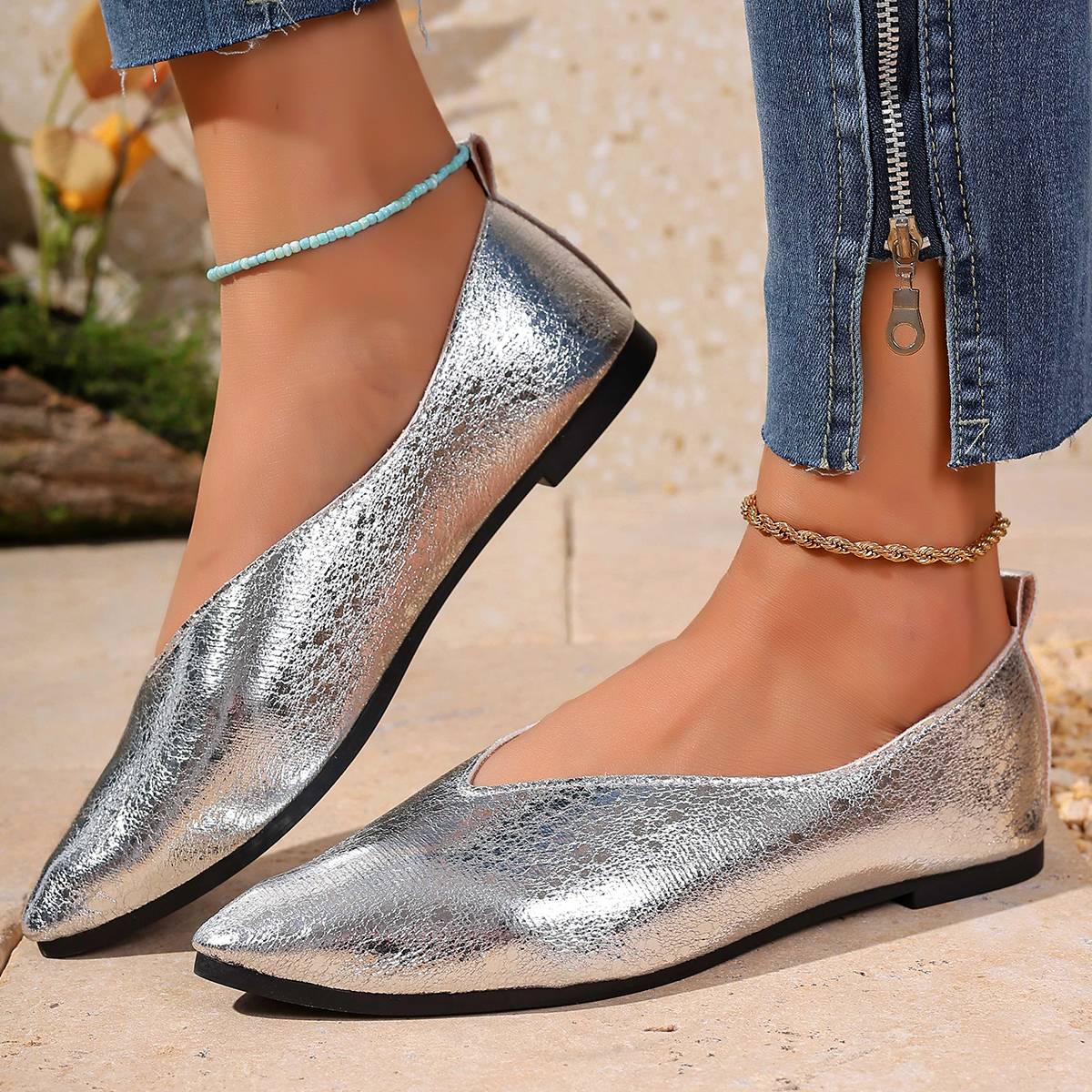 Women Flats New Leather Luxury Loafers Shoes Pointed Toe Elegant Mary Janes Shoes for Women Comfortable Outdoor Sneakers Women